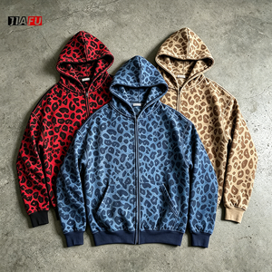 <strong>Men's</strong> <strong>Hoodies</strong> Sweatshirts Oversized Blank Zip up Hooded High Quality Fleece Leopard Print <strong>Hoodies</strong> <strong>for</strong> <strong>Men</strong> Custom Manufacturer - Product Image 4