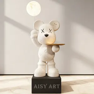 ของตกแต่งรูปหมีเรซิ่นคุณภาพสูงขนาดใหญ่ งานศิลปะเพ้นท์มือ สำหรับตกแต่งห้องนั่งเล่น ตู้วางทีวี ของตกแต่งบ้าน ของขวัญขึ้นบ้านใหม่ - Product Image 1