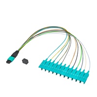 8/12/24core FTTH OM3 OM4 câble de sortie connecteur MTP câble LC vers MPO cordon de raccordement à fibre optique