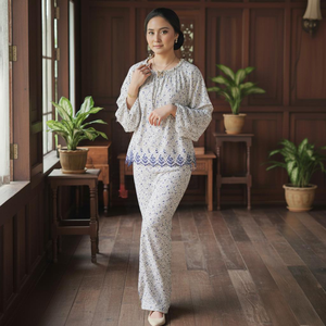 Robe de soirée formelle modeste à manches longues musulmane Set Sedondon Raya 2025, vintage, brodée, motif géométrique, écologique, coupe trapèze - Product Image 2