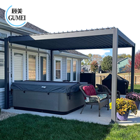 Pergola extérieure bioclimatique avec supports de toit en aluminium de haute qualité, imperméable, à lames orientables manuelles rétractables