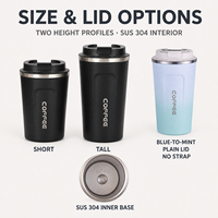Mug à café isotherme portable JUNVOY en acier inoxydable 304, anti-chute, avec logo personnalisé, contenance 6 heures, isolation sous vide intelligente et ergonomique