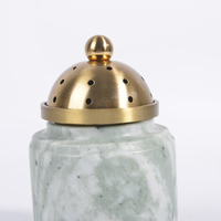 Porte-encens en marbre écologique, brûleur de Bakhoor en pierre naturelle Mubkhar avec couvercle métallique pour la maison ou comme cadeau
