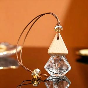 8ml Glass <strong>Car</strong> Hanging Perfume Bottle with Triangle Wooden Cap <strong>Car</strong> <strong>Diffuser</strong> Empty Glass Pendant for Auto Fragrance - Product Image 6