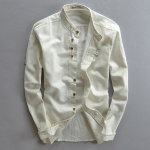 Nuova moda primavera autunno camicia <span class=keywords><strong>uomo</strong></span> manica lunga vestiti per <span class=keywords><strong>uomo</strong></span> collo mandarino stile cinese sottile Casual camicia <span class=keywords><strong>da</strong></span> <span class=keywords><strong>uomo</strong></span> - Product Image 3