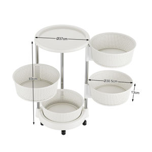 Estante giratorio de plástico de 3, 4 y 5 capas con ruedas, organizador de almacenamiento de cocina, estante redondo para verduras - Product Image 3