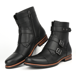 Botas de ingeniero para hombre, estilo motociclista, con correas en el tobillo, cremallera lateral, suela de goma, color negro, talla 8.5 - Product Image 6
