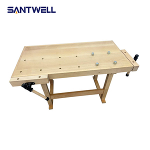 Solid Wood Woodworking Workbench with Bench Clamps, Portable Beech Wood <b>Worktable</b> for Home DIY & Carpentry - Product Image 3