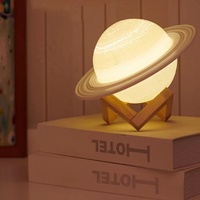 Vente directe d'usine Lampe lunaire Saturne 3D en bois à commande tactile rechargeable 16 couleurs pour la chambre des enfants