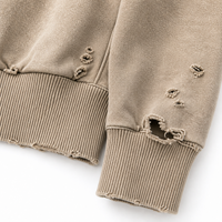 Sweat à capuche vintage pour homme, en coton épais avec effet délavé et logo brodé