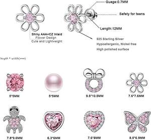 8 Paar Hypoallergene Roestvrijstalen Oorknopjes Hart Cz Kleine Vlinder Kinderen Zomer Feest Lichaam Zirkoon Perfect Cadeau Voor - Product Image 3