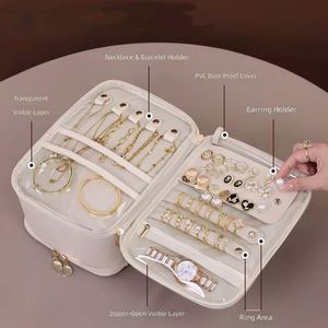 Trousse à maquillage en cuir PU avec séparateurs amovibles pour une organisation optimale, sac de rangement multicouche - Product Image 2