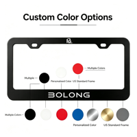 BOLONG NOUVEAUTÉ Cadre de plaque d'immatriculation de voiture en plastique ABS, taille US 12x6, support de numéro vierge, logo personnalisé, ODM, décoration automobile