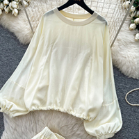 Ensemble haut ample à manches longues et mini-jupe taille haute pour femme, style coréen, idéal pour l'automne