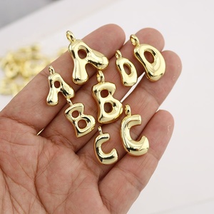 JS2004 Popular <strong>Silver</strong> 18k Gold Plated Bubble Balloon Puff Puffy Alphabet Initial Letter <strong>Charms</strong> Pendants - Product Image 1