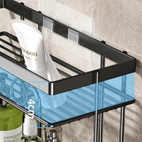 Étagère d'angle de salle de bain en acier inoxydable sans perçage, à poser au-dessus des toilettes, à un seul niveau, pour douche
