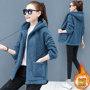Women's Hooded Fleece <b>Lined</b> Zipper <b>Coat</b> Loose Warm Autumn Winter Outerwear With Pocket Commuting Leisure Style - Product Image 2