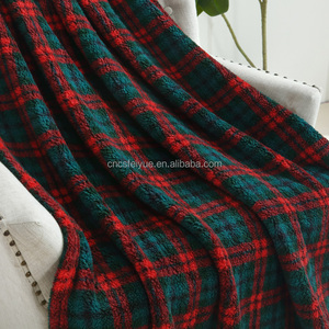 FY Scottish <strong>Tartan</strong> Sherpa Raschel Blanket Red Green Plaid Flannel Nap Polar Manta Luxury Scottish Style <strong>Throw</strong> - Product Image 3