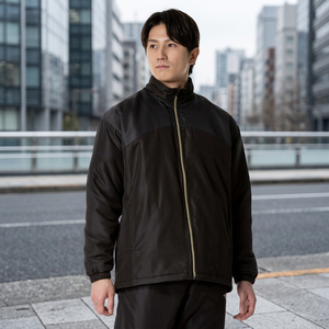 <b>Men's</b> Black PU Puffer <b>Jacket</b> Stand Collar Zipper Closure Windproof Thick Polyester Wadding Casual Winter Coat Regular Fit - Product Image 3
