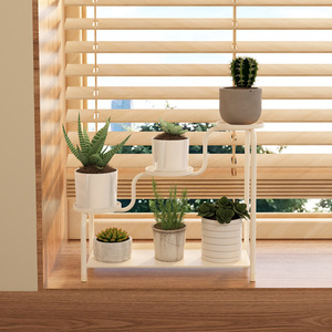Desktop <b>Plant</b> Stand Multi Tiered Indoor Office Display Rack White T Shape Already Assembled - Product Image 1