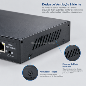 Commutateur PoE FibraLider 4 ports 10/100M, 4 ports PoE + 2 ports Uplink, extension 250m, certifié IEEE802.3AF/AT ANATEL pour caméra IP et point d'accès sans fil - Product Image 4