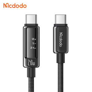Cable USB-C <span class=keywords><strong>a</strong></span> USB-C PD Mcdodo 888/890 de 240W con Pantalla Digital OLED para Monitoreo de Potencia/Voltaje/Corriente, Carga Rápida de 5A, Carcasa de Aleación de Zinc - Product Image 1