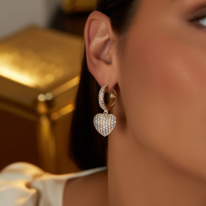 Orecchini a Cerchio Chopard Heart in Oro Bianco con Cristalli e Micro Inserti di Strass, Romantici per Uso Quotidiano Femminile - Product Image 2