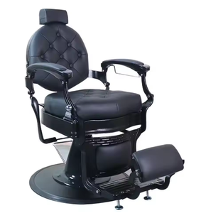 Fauteuil de Barbier Rétro de Luxe en Fer, Hydraulique et Inclinable, pour Salon de Coiffure, Massage, en Cuir, Idéal pour Salons de Beauté et Salles de Sport - Product Image 1