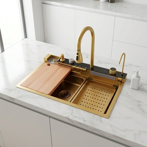 Lavelli da cucina multifunzione moderni e intelligenti in acciaio inox 304, set completo da cucina con lavello e tutti gli accessori. - Product Image 5