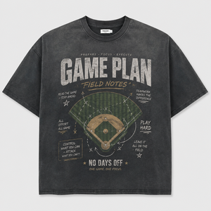 Camiseta Gráfica de Béisbol Personalizada de Algodón 100% de 300 GSM con Lavado Ácido, Efecto Desgastado por el Sol, Ajuste Oversize Holgado, Estilo Urbano, OEM, para Hombre - Product Image 1