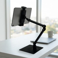 Support de tablette pliable robuste en métal avec bras articulé, pivotant à 360°, réglable en hauteur, compatible iPad, pour cuisine (plastique)