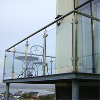Colonne de garde-corps en verre sans cadre en acier inoxydable pour balcon et escalier, étanche et antirouille, pour villa, avec main courante en verre sur mesure