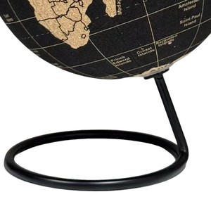 Globe terrestre miniature vintage en liège de 14,5 cm avec support en métal noir, design océanique rétro, décoration éducative pour bureau/maison, cadeau - Product Image 3