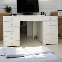 Table de maquillage moderne et élégante en bois blanc Grands tiroirs de rangement Coiffeuse en gros pour chambre à coucher, salle à manger et salle de bain
