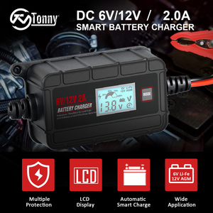 Cargador de Batería Inteligente para Automóvil, Mantenedor, Desulfatador, Pantalla LCD, 6V 12V 2A, para Baterías AGM de <span class=keywords><strong>Litio</strong></span>-Ion y Plomo-Ácido - Product Image 4