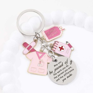 Nouveau jour de l'infirmière sac à dos crochet avec goutte à goutte huile alliage porte-clés pendentif bricolage contenu circulaire pendentif cadeau de vacances - Product Image 2