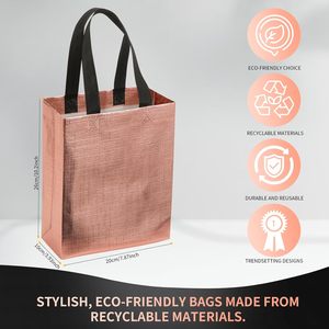 Sacs cadeaux réutilisables brillants en non-tissé avec poignées, sacs de shopping tendance irisés pour fêtes, mariages et anniversaires - Product Image 2