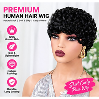 Perruques courtes bouclées en cheveux humains pour femmes, perruque pixie bouclée, perruque entièrement fabriquée à la machine