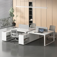 Bureau modulaire 1, 2, 4 ou 6 places pour espace de travail ouvert, avec cloison simple et meuble mobile pour poste de travail du personnel