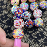 100pc/kantong Manik-manik Akrilik Bulat 20mm Bertabur Rhinestone Model Bola Disko untuk Pembuatan Pulpen, DIY Hari Valentine