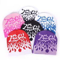 Bonnet en tricot jacquard 100 % acrylique style urbain hip-hop audacieux, chaud et résistant au froid, couvrant les oreilles, Y2K original