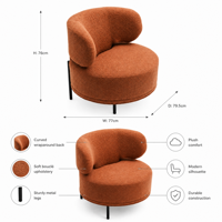 Fauteuil d'appoint en velours à dossier haut, design moderne, pour salon, maison, café, mobilier