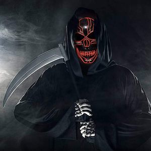 Máscara de miedo de <span class=keywords><strong>purga</strong></span> con luz LED de Halloween con cable EL 3 modos intermitentes para Festival, Fiesta, Cosplay, máscara de Halloween - Product Image 4