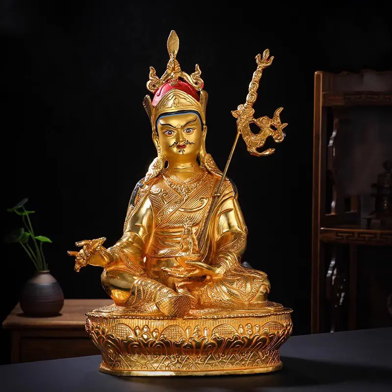 10 inç tibet malzemeleri saf bakır buda heykelleri altın kaplama etnik ürünler Lotus doğan buda heykelleri ev buda süsler