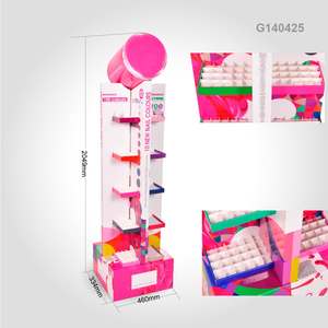Soporte de exhibición de piso POS de maquillaje llamativo diseño personalizado cosmético de 4 lados para cuidado de la piel y esmalte de uñas - Product Image 4