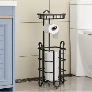 टॉयलेट पेपर धारक स्टैंड के साथ टिशू पेपर रोल मशीन के लिए शेल्फ बाथरूम भंडारण रखती है रिजर्व मेगा रोल