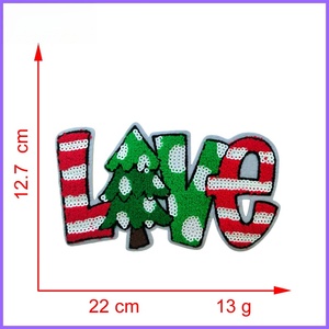 New Design Wholesale Custom Christmas Tree Sequin Embroidered Patch Glitter <b>Iron</b> <b>on</b> Patches for Clothing Decoration - Product Image 2