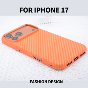 Coque de téléphone Electroplate pour iPhone 17 Pro Coque de téléphone magnétique en <span class=keywords><strong>fibre</strong></span> de carbone <span class=keywords><strong>orange</strong></span> pour iPhone 17 Pro Max - Product Image 4