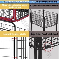 En stock – Chariot de rangement moderne en métal pour balles de tennis, de pickleball et de baseball avec support de présentation pour usage intérieur/extérieur