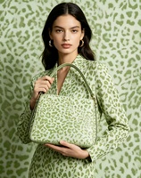 Tissu en cuir PU imprimé léopard pour sacs, chaussures, ameublement, matière synthétique en cuir tendance